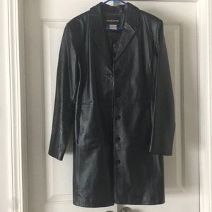 Genuine black leather coat